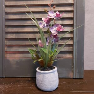 Orchidee kunstplant in pot met 5 paarse bloemen, van het merk Countryfield.