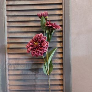 Zinnia kunstbloem met 'real touch' bloemen in een bordeaux rode kleur, van het merk Sylxz.
